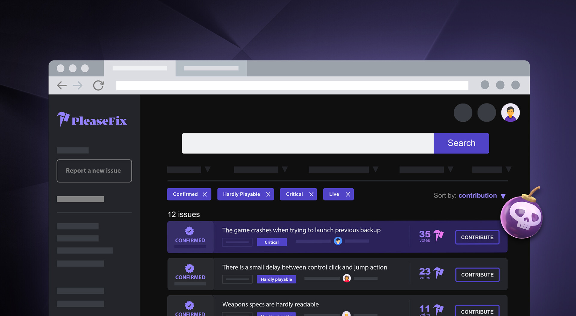 PF-Issues-list-filters